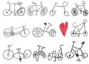 Bild vergrern: Kinder der Hummelgruppe (Kita Kunterbunt) haben das Bild Fahrradliebe anlsslich der Aktion Stadtradeln 2022 gemalt. Team Kunterbunt war eines von 18 Teams, die mitgeradelt sind.